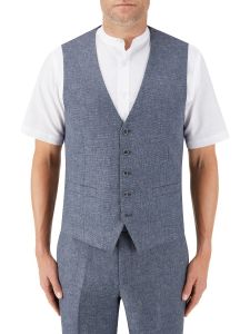 Lagasse Linen Blend Suit Waistcoat Navy