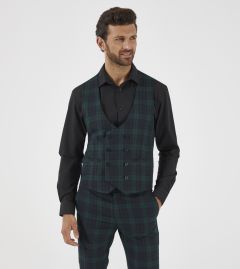 Sanchez Suit DB Waistcoat Navy / Green Check