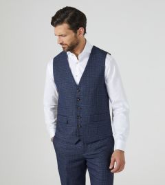 Woolf Suit Waistcoat Navy Check