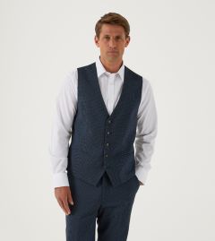 Truman Suit Waistcoat Micro Dot Navy / Blue
