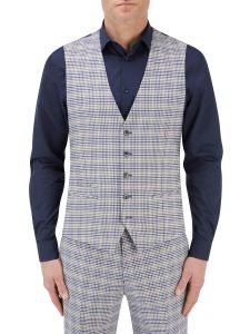 Sturridge Suit SB Waistcoat Navy / Cream Check