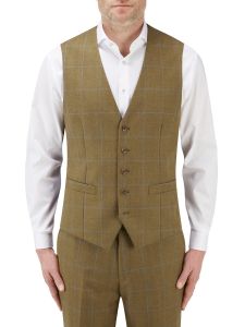 Bailey Suit Waistcoat Lovat with Blue Check