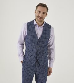 Enzo Suit Waistcoat Blue / Navy Check