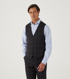 Alton Suit Waistcoat Black / Brown / Blue Check