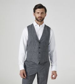 Niven Suit Waistcoat Grey / Blue POW Check