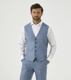 Wyse Suit Waistcoat Blue Micro Check