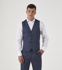Tavernier Suit Waistcoat Blue Micro Check