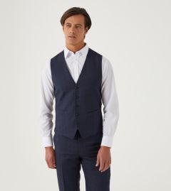 Baines Suit Waistcoat Navy Check