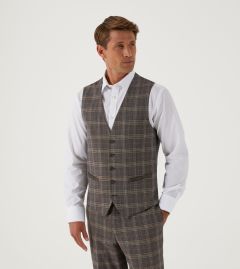 Ackley Suit Waistcoat Brown / Fawn Check