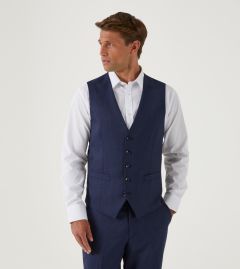 Eric Suit Waistcoat Blue Micro Check