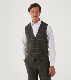 Warriner Suit Waistcoat Olive W/P Check