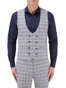 Sturridge Suit DB Waistcoat Navy / Cream Check