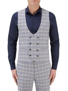 NAVY SLIM FIT JACKET AND TROUSERS WITH LIGHT BLUE CHECK CONTRASTING  WAISTCOAT  Dublin Formal Wear