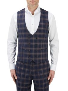 Seeger Suit DB Waistcoat Navy Check