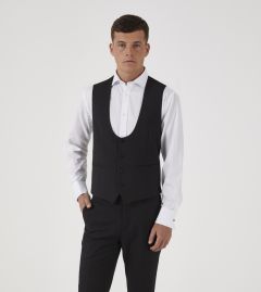 Milan Suit Scoop Waistcoat Black