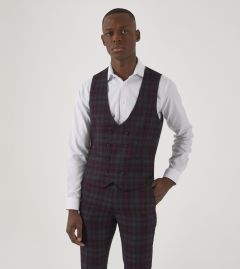 Garfield Suit DB Waistcoat Red Check