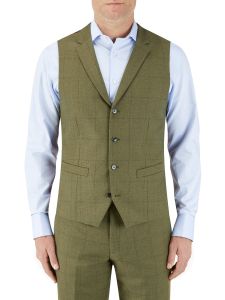 Moonen Suit Waistcoat Olive Check