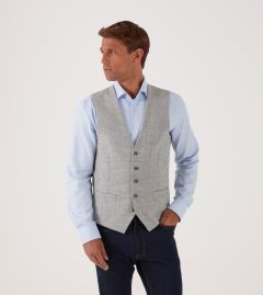 Clayton Waistcoat Ecru / Blue Check