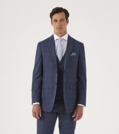Anello Tailored Suit Jacket Blue Check