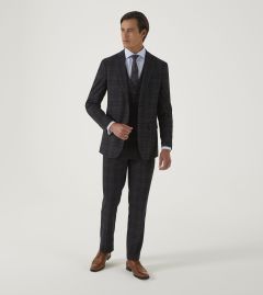 Alton Tailored Suit Black / Brown / Blue Check