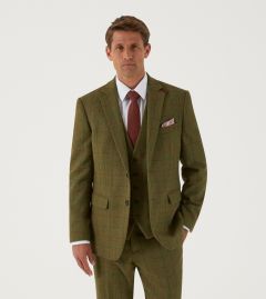 Oswin Suit Tailored Jacket Green / Red Herringbone Check