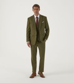 Oswin Tailored Suit Green / Red Herringbone Check
