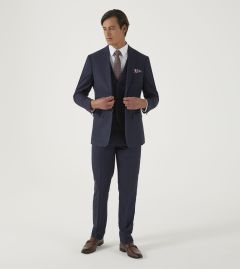 Baines Tailored Suit Navy Check