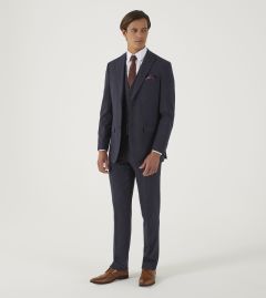 Brayden Tailored Suit Blue / Red Dogtooth Check