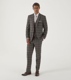 Ackley Tailored Suit Brown / Fawn Check