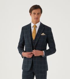 Heaton Suit Tailored Jacket Navy / Purple / Corn Check