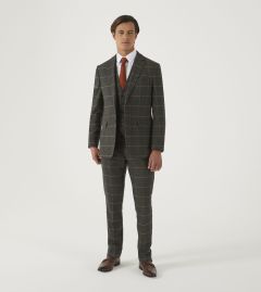 Warriner Tailored Suit Olive Windowpane Check
