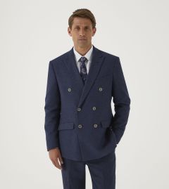 Jude Tailored DB Suit Navy Herringbone
