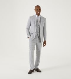 Jude Tailored Suit Silver Herringbone