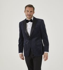 Jive Velvet Tailored Jacket Navy