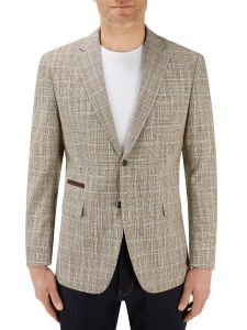 Bardem Linen / Cotton Blend Jacket Fawn Check