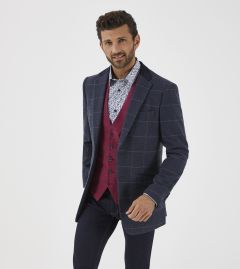 Hardaker Tailored Jacket Blue / Raspberry Check