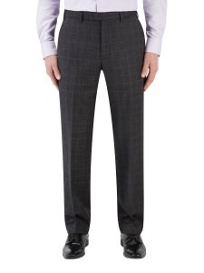 Pinsent Suit Trouser Charcoal Wine Check