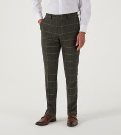 Warriner Suit Tapered Trouser Olive W/P Check