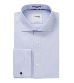 Premium Cotton Formal Shirt Tailored Blue Dobby