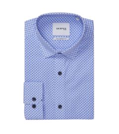 Cotton Formal Shirt Tailored Light Blue Tiny Flowers