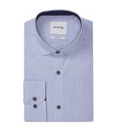 Cotton Formal Shirt Slim White / Blue Geo