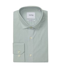 Cotton Formal Shirt Tailored Green Geo
