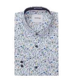 Luxury Cotton Formal Shirt Tailored White Multi Floral