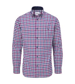 Cotton Casual Shirt Tailored Berry / Blue Check