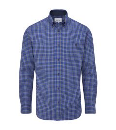 Cotton Casual Shirt Tailored Navy / Mustard Check