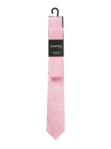 Metallic Pink Floral Tie and Pocket Square
