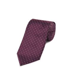 Burgandy with White Pin Spot Design Tie