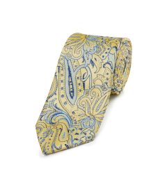 Yellow / Blue Large Paisley Design Tie