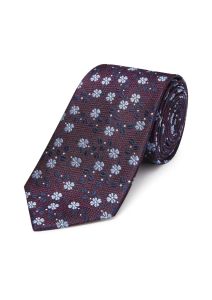 Purple / Blue Floral Design Silk Tie