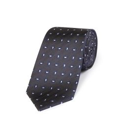 Brown / Navy Teardrop Design Silk Tie